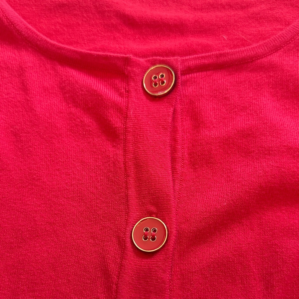 Red Button-Up Cardigan - Picture 4 of 5
